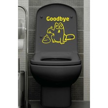Kt Grup Good Bye | Kedi Klozet Kapağı Sticker | Banyo Wc Sticker
