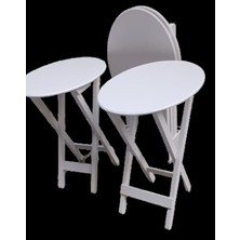 Bengi Ticaret Zigon Çanta 90136 Oval sehpa Dörtlü Model Ahşap Mdf Parlak Beyaz Renk El Yapım