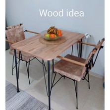 Wood Idea 60X90  Metal Ayaklı Mutfak Masası Yemek Masası Balkon Masası