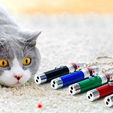 3 Fonksiyonlu Kırmızı Beyaz Işıklı LED Lazer Kedi Köpek Oyuncak Anahtarlık