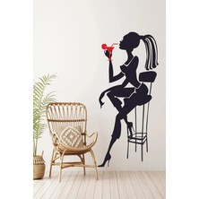 Kt Grup Kadın Silüet Desenli Suya Dayanıklı Çok Amaçlı Bar Taburesi Duvar Sticker 50 x 110 cm