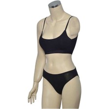 Pedli Ip Askılı Yarım Atlet Büstiyer Külot Takım Siyah