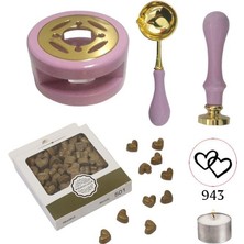 Profisher Davetiye Mum Mühürü Uygulama Seti Leylak Renk 943 Çifte Kalp