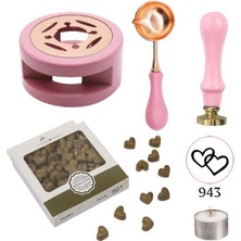 Profisher Davetiye Mum Mühürü Uygulama Seti Yavruağzı Renk 943 Çifte Kalp