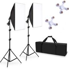 Fototek 50X70 Softbox 4 Duylu Ikili Sürekli Işık Seti 50X70CM Softbox Set Ampulsüz