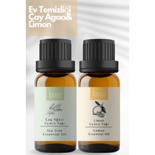 Yer Ve Yüzey Temizliği İçin 2'li Avantajlı Paket Çay Ağacı Yağı Ve Limon %100 Saf Uçucu Yağı 20 ml