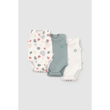 Little Gusto 3' Lü Çıtçıtlı Atlet Organik Pamuk Body Seti Animal Desenli