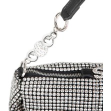 Nas Bag Kadın Çapraz Çanta  Siyah White Diamond Siyah Taşlı Şık  Askılı Çanta-a978
