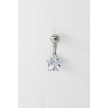 By Zeyna Aksesuar Kadın 316L Anti Alerjenik Topcuklu Yıldız Baget Zirkon Taşlı Göbek Piercing