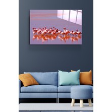 Hinora Flamingolar Cam Tablo, Dekoratif Cam Tablo