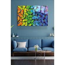Hinora Colorful Butterflies Cam Tablo, Dekoratif Cam Tablo