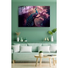 Hinora Tavus Kuşu Cam Tablo, Dekoratif Cam Tablo