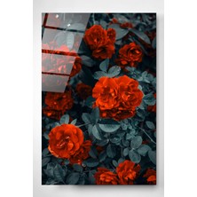 Hinora Kırmızı Güller Cam Tablo, Dekoratif Cam Tablo, Modern Cam Tablo