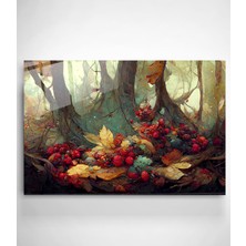 Hinora Ağaç Kökü ve Kuru Bitkiler Cam Tablo, Dekoratif Cam Tablo