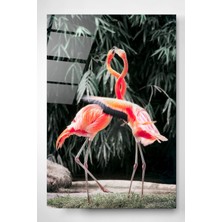 Hinora Flamingolar Cam Tablo, Dekoratif Cam Tablo, Modern Cam Tablo