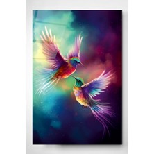 Hinora Colorful Hummingbird Cam Tablo, Dekoratif Cam Tablo