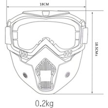 Motoanl Cross Uyumlu Motosiklet Bisiklet Açık Kask Maskesi Süngerli Bant Lastikli Jet Maske Ayna Camlı