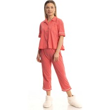 Zehhar Pamuklu Penye Pijama Takımı - Mercan