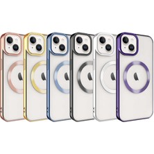 Cep Case Apple  iPhone 14 Kılıf Magsafe Wireless Şarj Özellikli Renkli Kenar ve Kamera Çerçeveli Silikon
