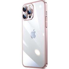 Cep Case Apple  iPhone 14 Pro Kılıf Renkli Çerçeveli Arkası Şeffaf Metal Buton Sert Pc Silikon Kapak