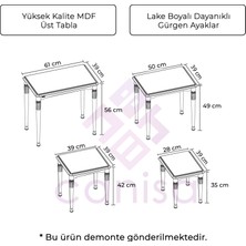 Canisa Concept Zeyra Serisi 1.sınıf Mdf ve Lake Boya Avangart 4'lü Zigon Sehpa Takımı