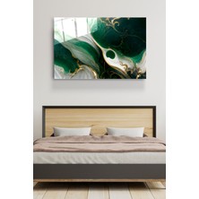 Hinora Green And Gold Cam Tablo, Dekoratif Cam Tablo