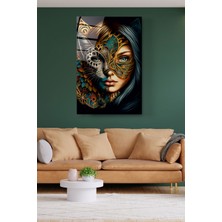 Hinora Cat Mask Girl Cam Tablo, Dekoratif Cam Tablo