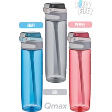 Qmax Tritan Bpa Içermeyen Pipetli Su Matarası 750 ml Pembe