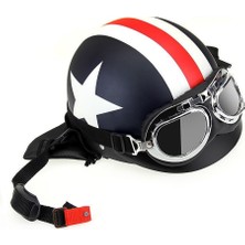 Jiangmeng Harley Kask Vintage Kask Erkek Motosiklet Kaskı Kadın Güvenlik Kaskı Yaz Yarım Kask Güneş Koruma Kaskı (Yurt Dışından)