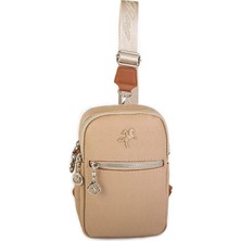 Nas Bag Kadın Bel ve Body Bag Çapraz Çanta Dönüştürülebilir Orjinal Nas Çanta Kum Taba Gofraj