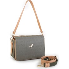 Nas Bag Kadın Çapraz Çanta Yeşil Camel Gofraj