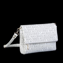 Nas Bag Kadın Çapraz Çanta Beyaz Yazili