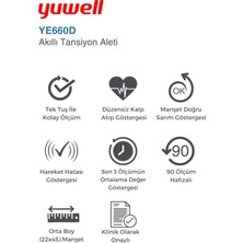 Yuwell Dijital Akıllı Koldan Ölçer Tansiyon Aleti YE660D