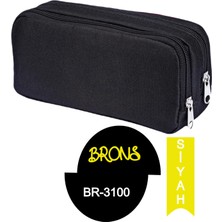 Brons BR-3100 Çift Bölmeli Kalemlik Siyah Renk Seçenekleri ile 20 cm Kapasiteli Kullanışlı Tasarım