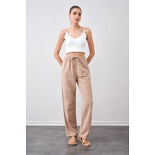 Tena Kadın Taş Bel Bağlamalı Bağcıklı Keten Pantolon