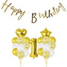 Kidspartim 1 Yaş Gold Happy Bırthday Balon Seti
