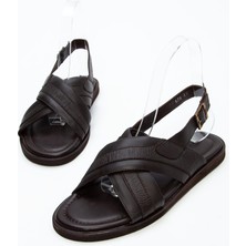 Tamer Tanca Erkek Derı Duz Sandalet Sandalet 537 579 Erk Sndlt Y23