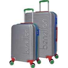 United Colors Of Benetton Lüx Abs 2'li Valiz Seti Orta Boy Kabin Boy Gri BNT500