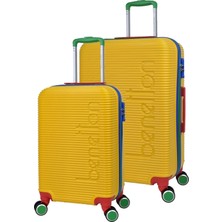 United Colors Of Benetton Lüx Abs 2'li Valiz Seti Büyük Boy Kabin Boy Sarı BNT500