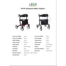 Loco PR-891 Alüminyum Walker Rollator Kırmızı