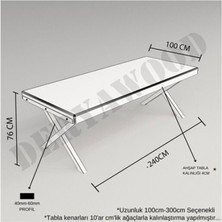 Deryawood Masif Ahşap Sirius Toplantı Masası Beyaz Ayak 100*220*76 cm