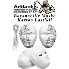 Artlantis Maske Boyama 19X24 cm 1 Adet Boyanabilir Maske Karton Lastikli Insan Yüzü Suratı Okul Sınıf Etkinlikleri Hobi