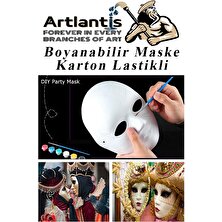 Artlantis Maske Boyama 19X24 cm 5 Adet Boyanabilir Maske Karton Lastikli Insan Yüzü Suratı Okul Sınıf Etkinlikleri Hobi