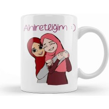Baskı Dükkanı Ahiretliğim Yazılı Arkadaşa Hediye Kupa Bardak Porselen