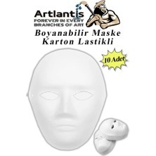 Artlantis Maske Boyama 19X24 cm 10 Adet Boyanabilir Maske Karton Lastikli Insan Yüzü Suratı Okul Sınıf Etkinlikleri Hobi