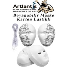 Artlantis Maske Boyama 19X24 cm 10 Adet Boyanabilir Maske Karton Lastikli Insan Yüzü Suratı Okul Sınıf Etkinlikleri Hobi