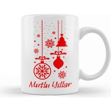 Baskı Dükkanı Mutlu Yıllar Yazısı Kupa Bardak Porselen