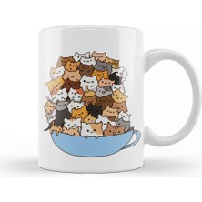 Baskı Dükkanı Sevimli Kediler Cats Kupa Bardak Porselen