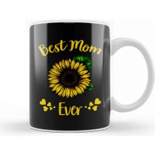 Baskı Dükkanı Best Mom Ever Sunflower Anneler Günü Kupa Bardak Porselen