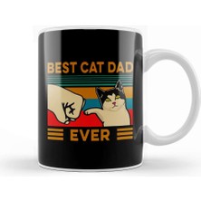 Baskı Dükkanı Best Cat Dad Ever Funny Cat Daddy Father Day Vintage 07 Kupa Bardak Porselen